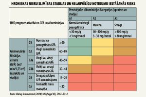 Tabula ar hroniskām nieru slimības stāvokļiem un stadijām