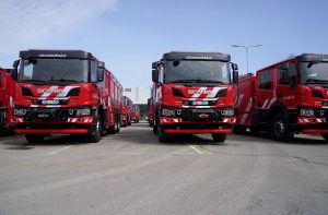 Latvijas Valsts ugunsdzēsības un glābšanas dienesta jaunas Scania ugunsdzēsēju automašīnas