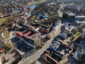 Talsu pilsētas ainava no putna lidojuma