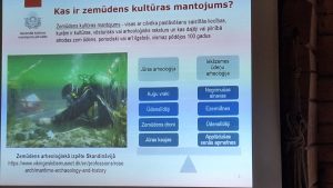 Zemūdens kultūras mantojuma prezentācija ar nirēja izpēti un piemēriem