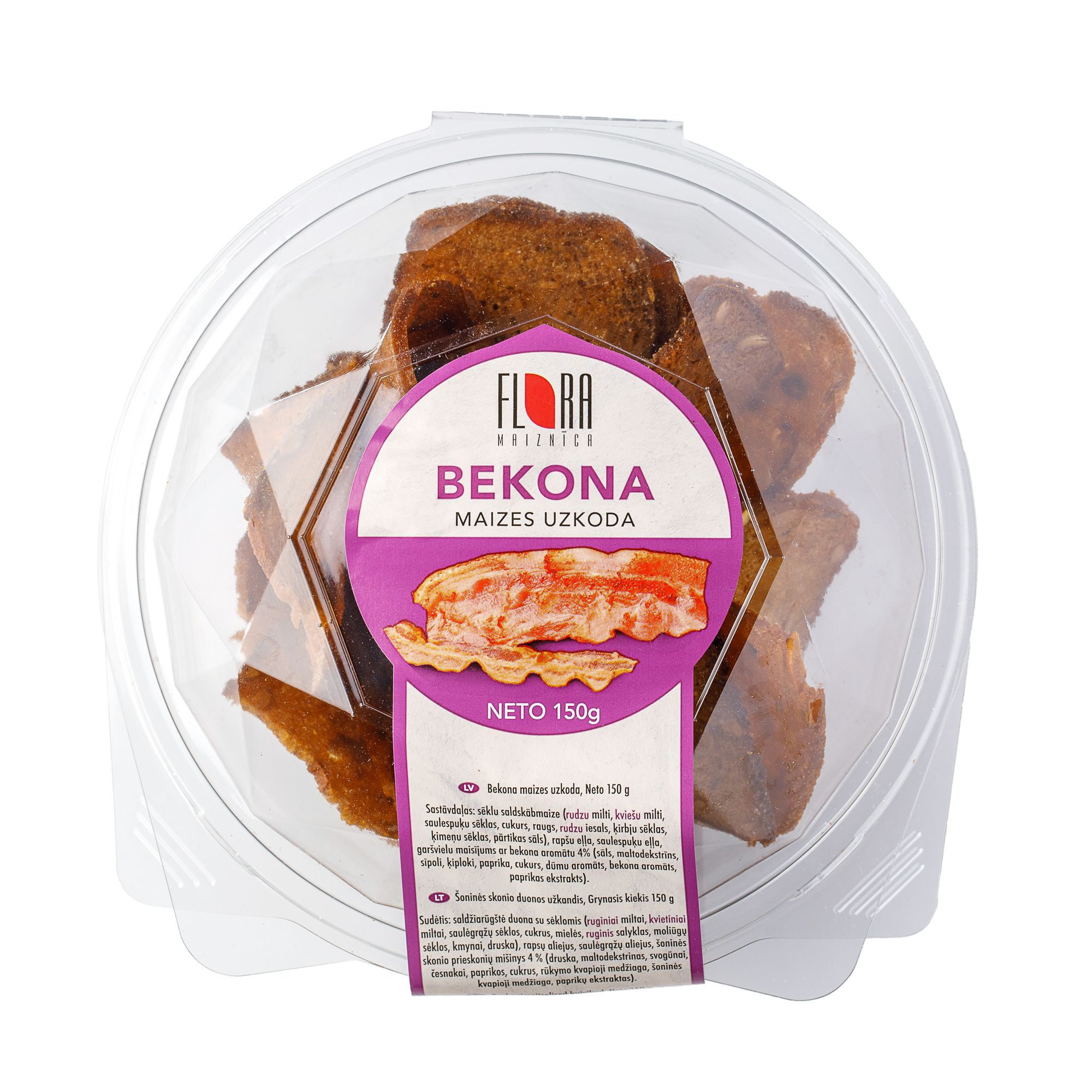 Flora Maiznīcas bekona garšas kraukšķīgā maizes uzkoda