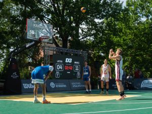 3x3 basketbola spēle starp Latviju un Grieķiju Kandavā