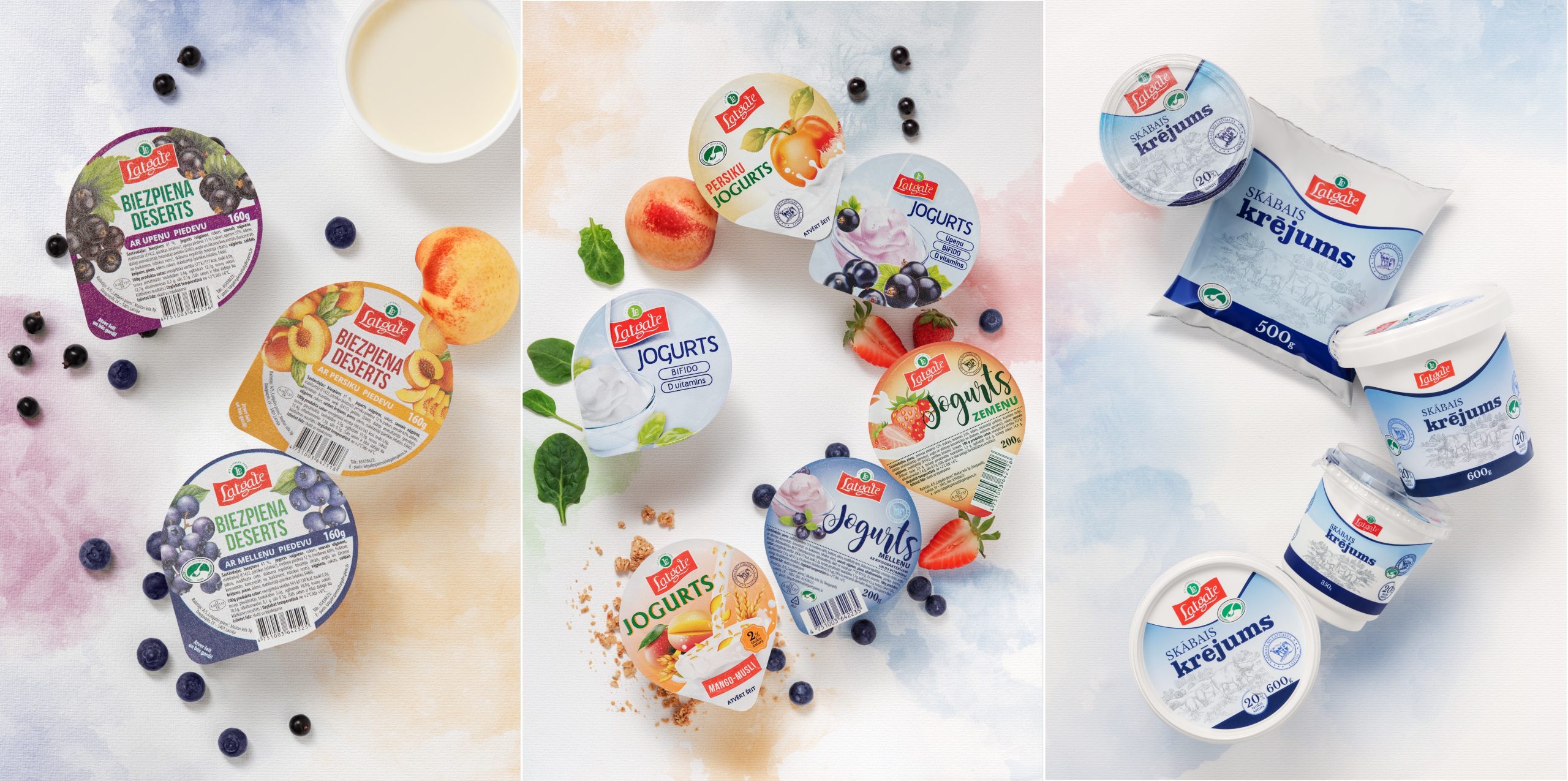 Latgales piena produkti – biezpiena deserti, jogurti un skābais krējums