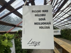 Loesje plakāts ar tekstu latgaliski par mīlestību dzimtajā valodā