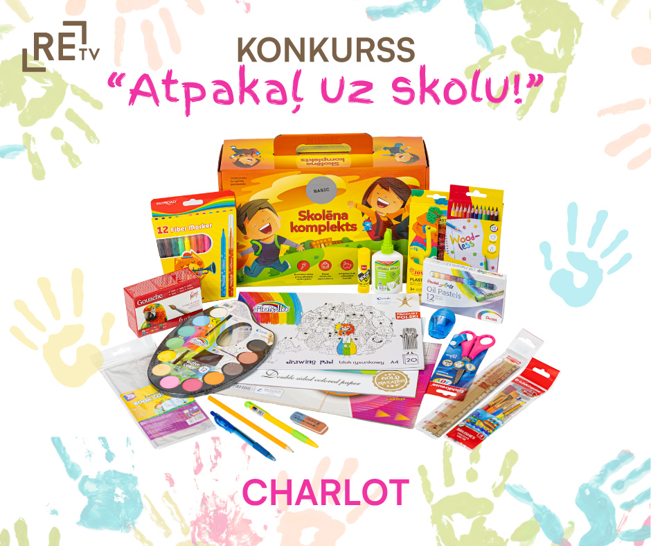 Skolēna kancelejas preču komplekts no CHARLOT konkursam “Atpakaļ uz skolu!”
