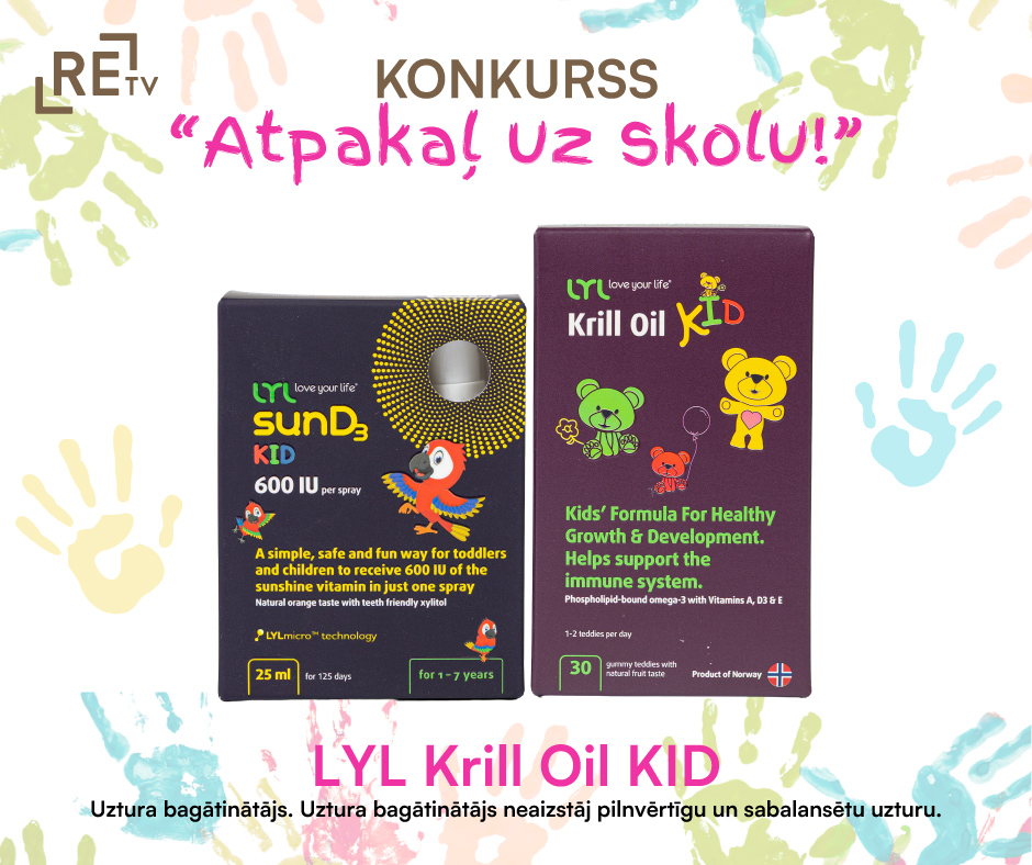 Bērnu vitamīni LYL Krill Oil KID imunitātes stiprināšanai konkursam “Atpakaļ uz skolu!”