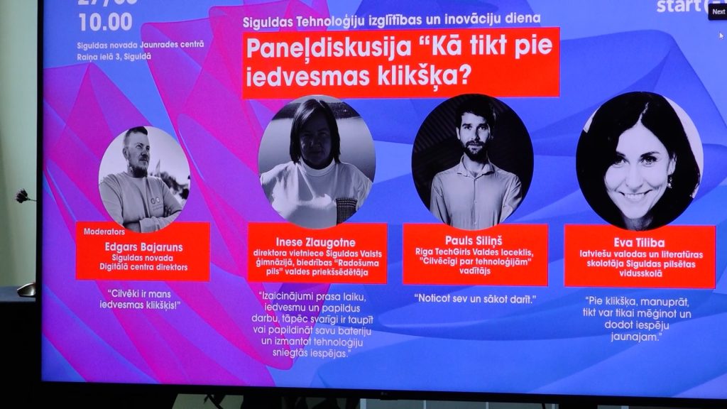 Paneļdiskusijas “Kā tikt pie iedvesmas klikšķa” dalībnieku portreti.