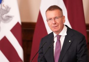 Valsts prezidents Edgars Rinkēvičs uzrunā medijus