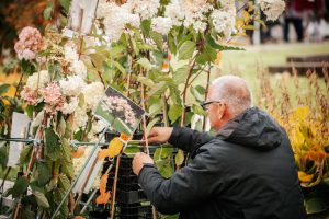 Vīrietis aplūko stādus Simjūda tirgū Valmierā