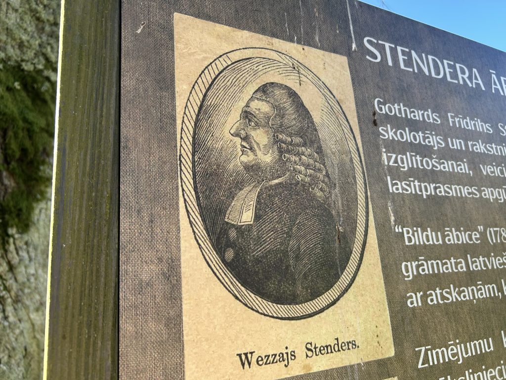Gotharda Frīdriha Stendera (Vecā Stendera) attēls no informatīvā stenda, gravīra ar parakstu "Wezzajs Stenders".