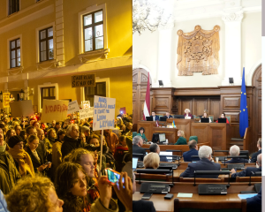 Protests pie Saeimas pret Latvijas izstāšanos no Stambulas konvencijas un Saeimas sēde, kurā notika balsojums par likumu.