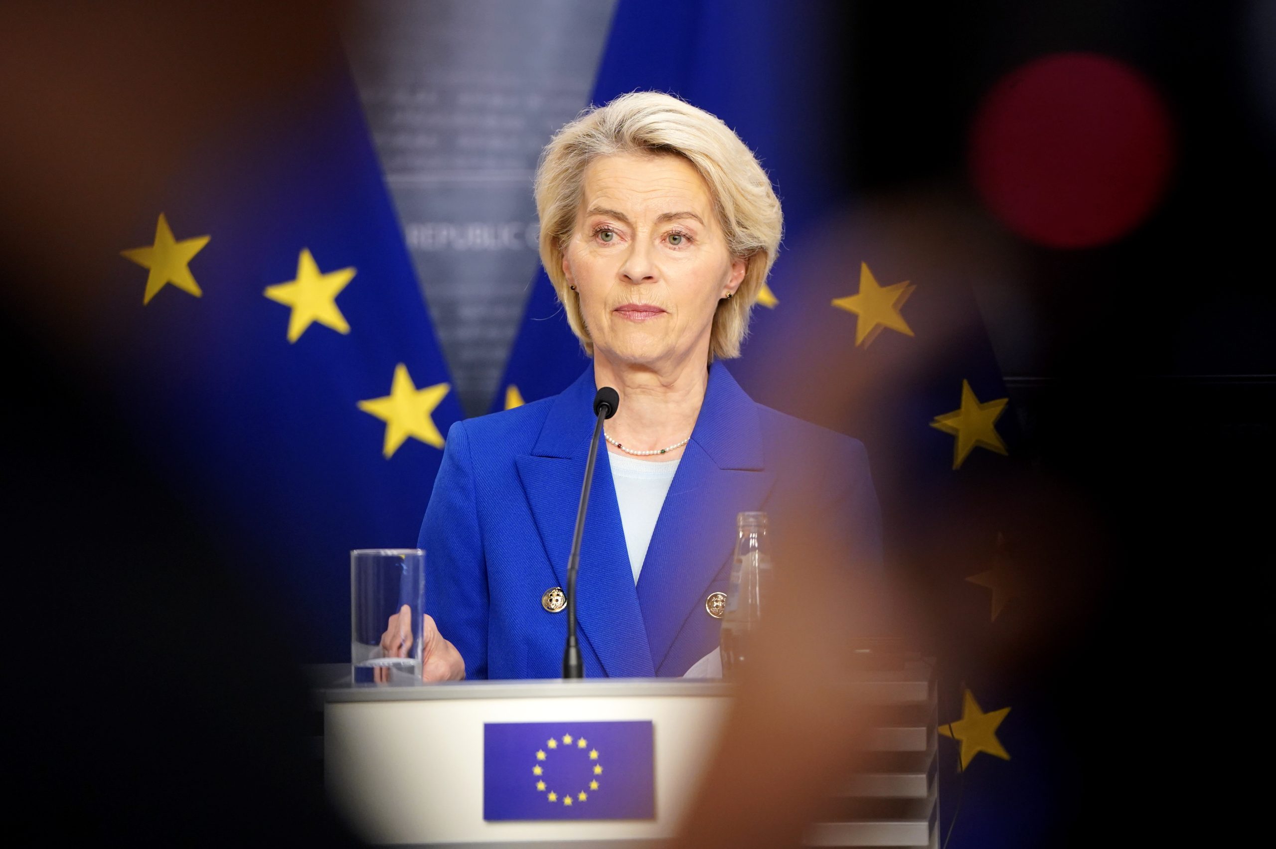 Eiropas Komisijas prezidente Urzula fon der Leiena preses konferencē