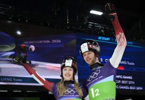 Latvijas skeletonisti Marta Andžāne un Emīls Indriksons Milānas un Kortīnas olimpiskajās spēlēs.