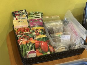 Dažādas dārzeņu un ziedu sēklas sēklu maiņas punktā bibliotēkā