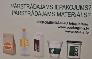 Informatīvs plakāts par pārstrādājamu iepakojumu un materiāliem Latvijā