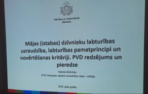 Prezentācijas slaids par mājdzīvnieku labturības uzraudzību PVD