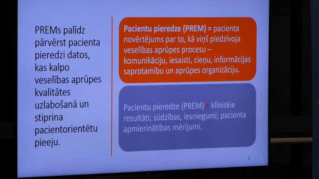 Prezentācijas slaids par pacientu pieredzes mērījumiem veselības aprūpē