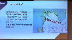 Prezentācijas slaids par izmaiņām piekrastes apsaimniekošanas plānā.