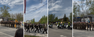 Militārā parāde Aizkrauklē ar karavīriem un dienestu tehniku.