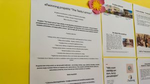 eTwinning projekta “The Tasty Lemon” apraksts uz stenda bērnudārzā