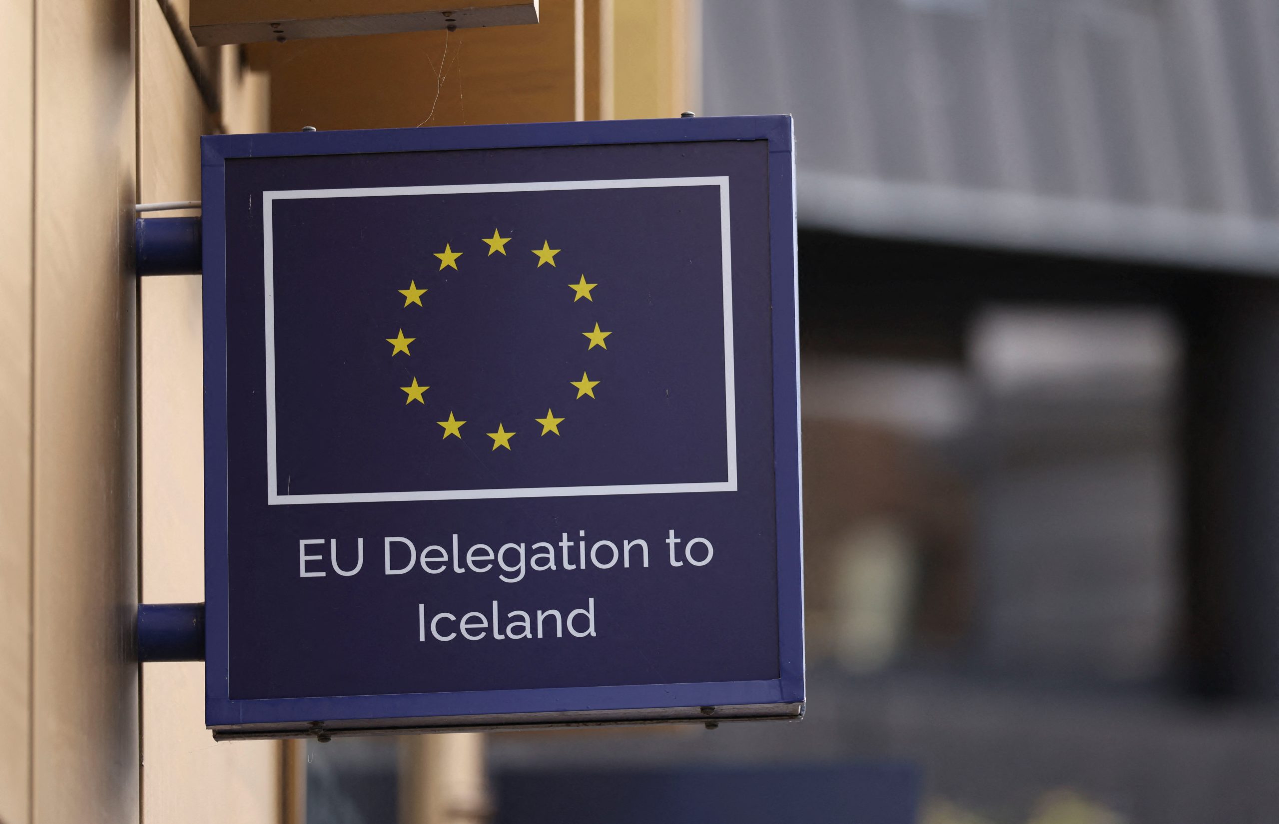 Eiropas Savienības delegācijas Islandē izkārtne Reikjavīkā