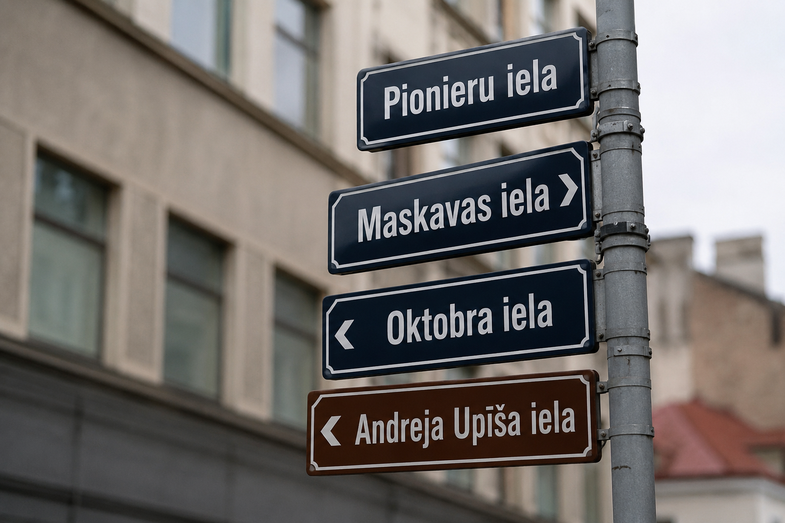 Maskavas ielas un Brīvības ielas norādes ilustratīvā attēlā.