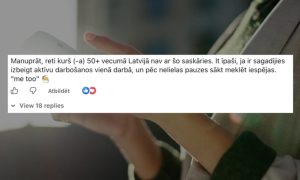 Sociālā tīkla komentārs par vecuma diskrimināciju darba tirgū Latvijā.