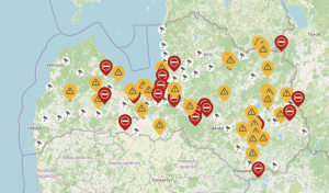 Satiksmes ierobežojumi un brīdinājumi uz Latvijas autoceļiem