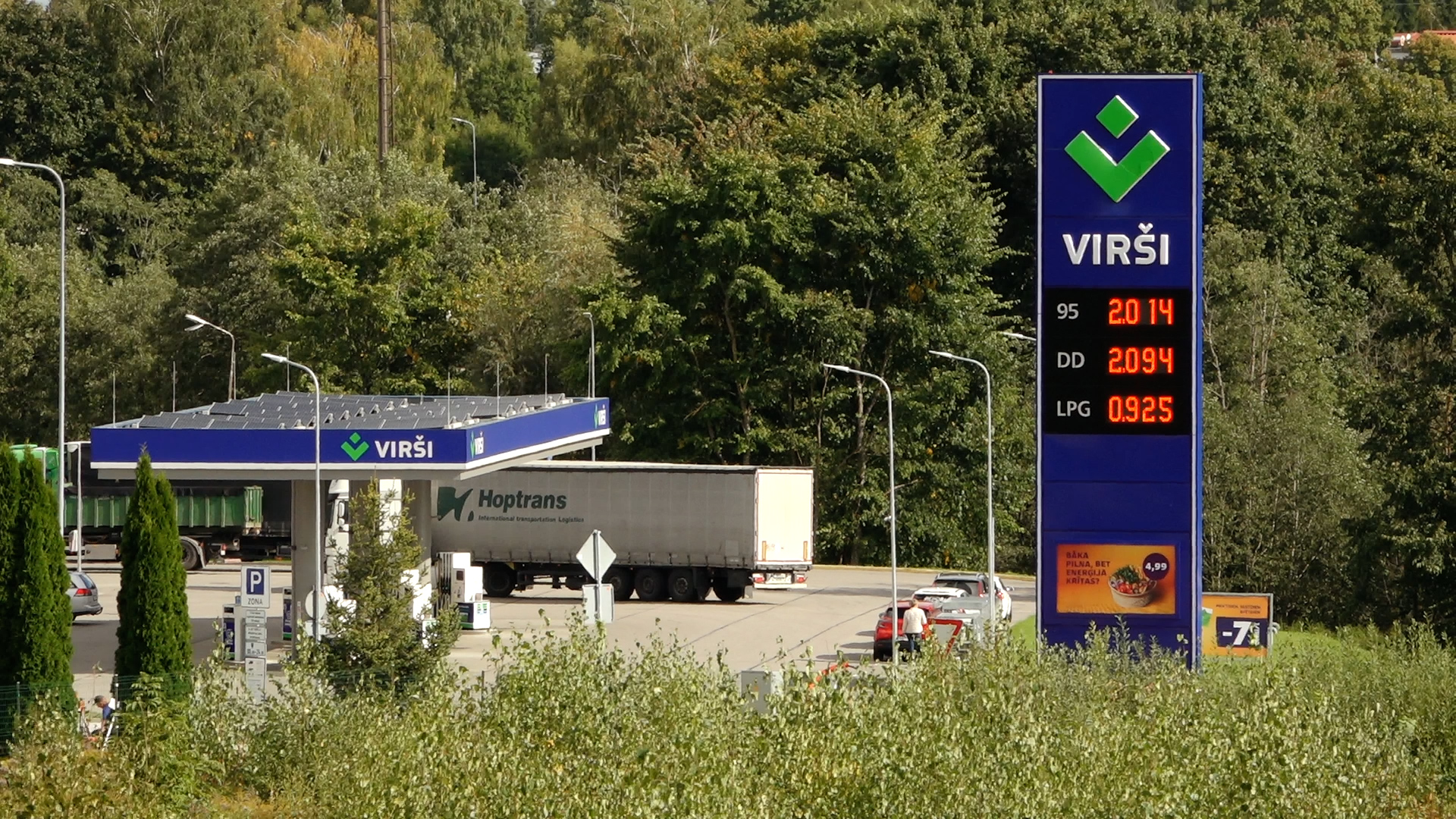 Degvielas uzpildes stacija “Virši” ar degvielas cenu tablo
