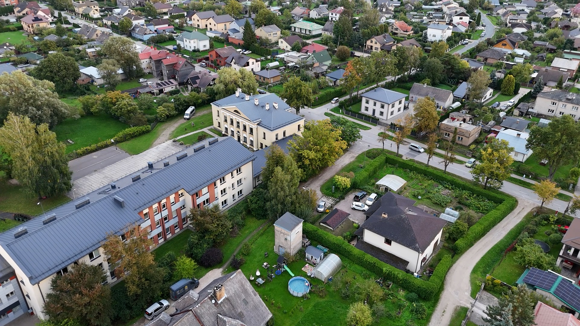 Ēku komplekss Jelgavā no putna lidojuma